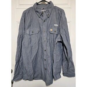 Carhartt Denim Long Sleeve Shirt Mens Size XL Company Name Blue Dress